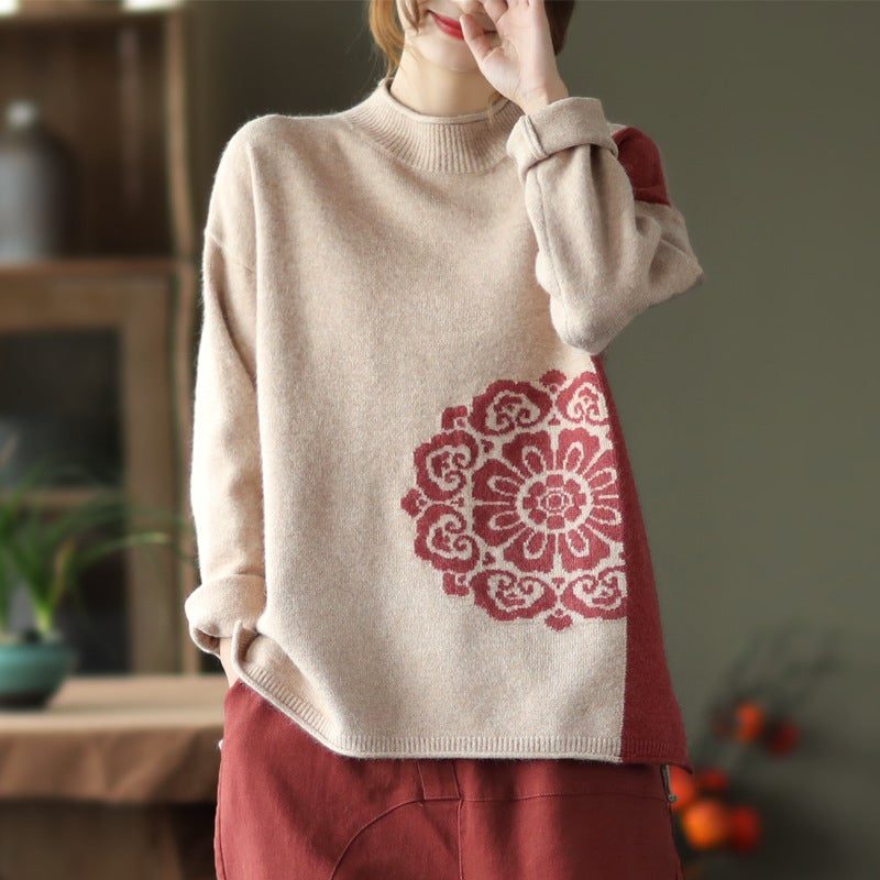 Farblich Passender Warmer Baumwollpullover Im Retro-winter