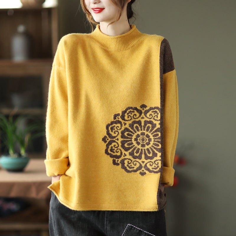 Farblich Passender Warmer Baumwollpullover Im Retro-winter