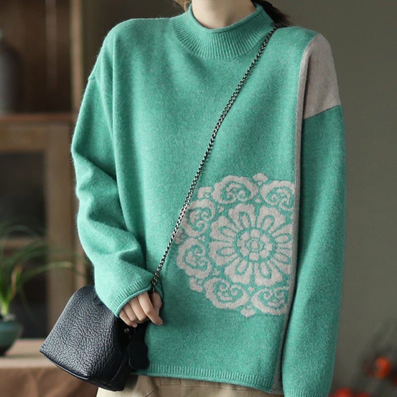 Farblich Passender Warmer Baumwollpullover Im Retro-winter