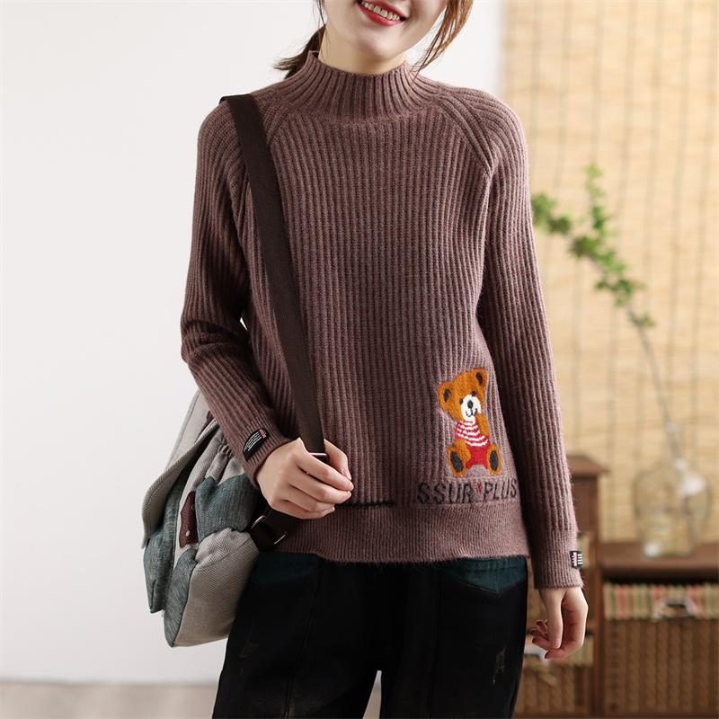 Frauen-herbst-winter-retro-art Und Weisebeiläufiger Gestrickter Pullover