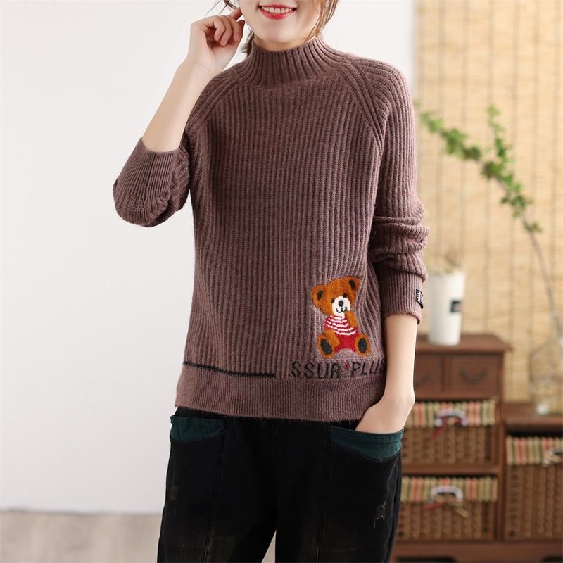 Frauen-herbst-winter-retro-art Und Weisebeiläufiger Gestrickter Pullover