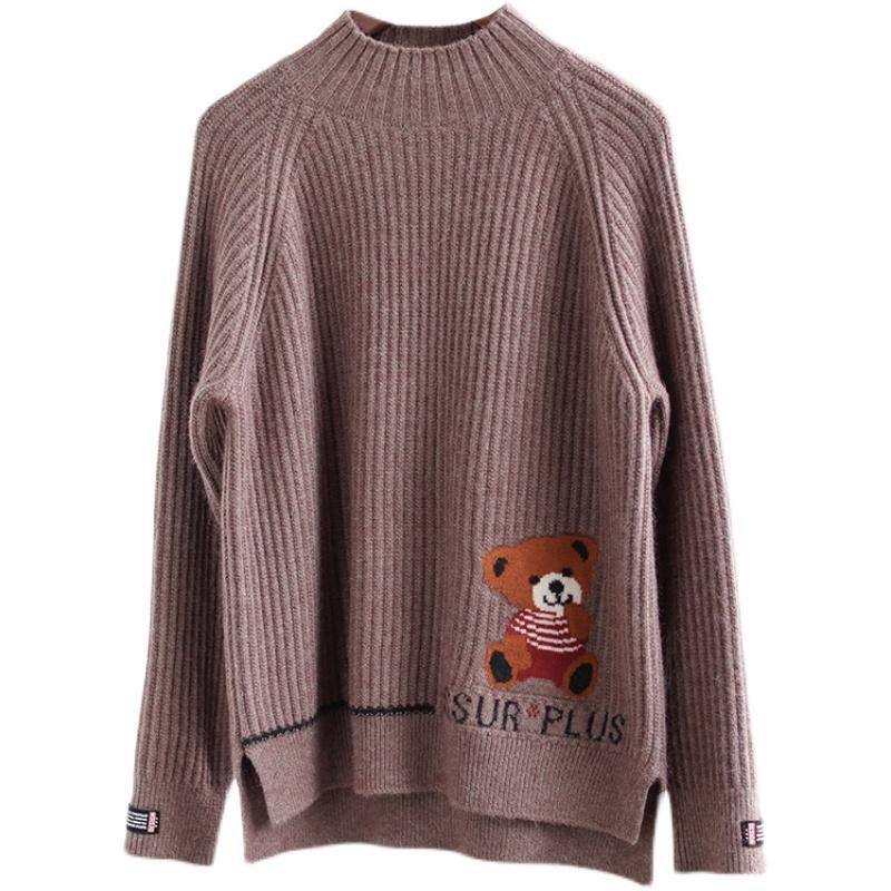 Frauen-herbst-winter-retro-art Und Weisebeiläufiger Gestrickter Pullover