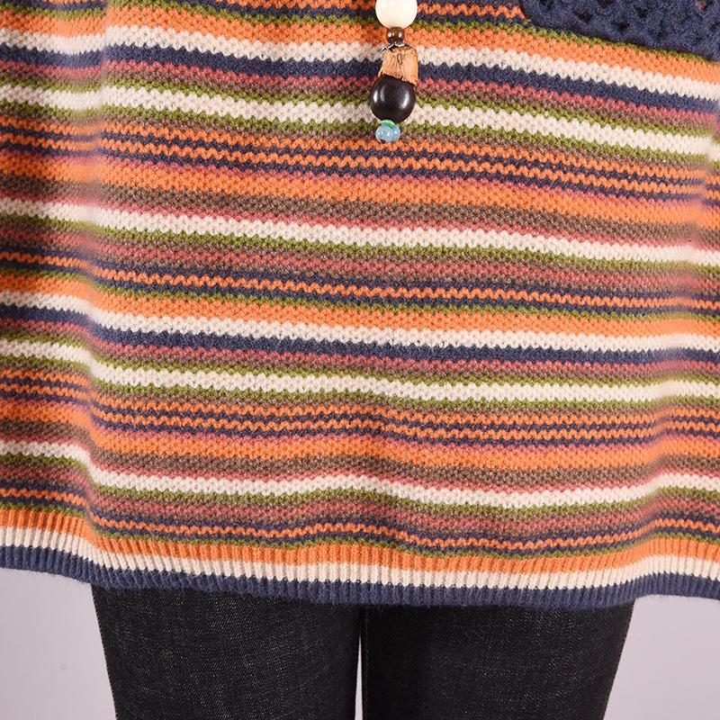 Herbst Winter Casual Coloful Stripe Locker Gestrickter Pullover