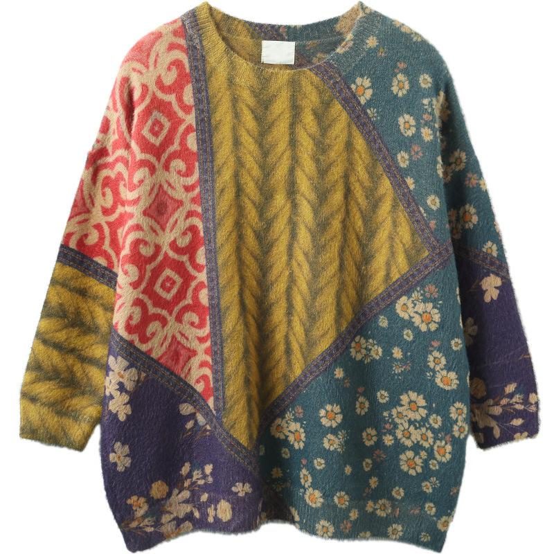 Herbst-winter-pullover Mit Retro-print