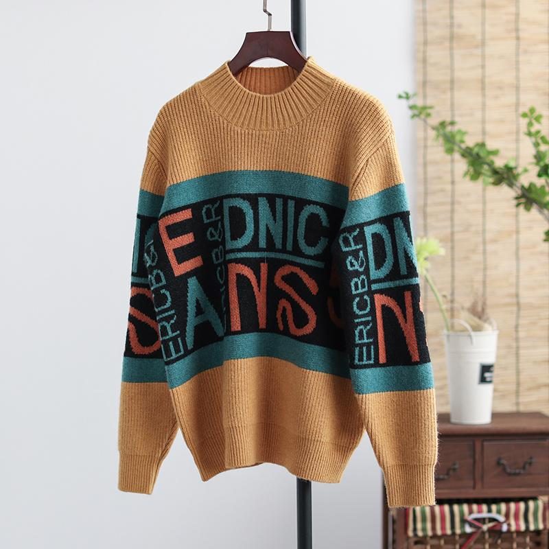 Herbst-winter-retro-buchstabe Lässiger Strickpullover