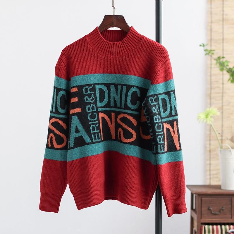 Herbst-winter-retro-buchstabe Lässiger Strickpullover