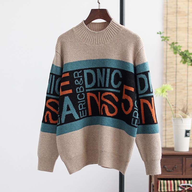 Herbst-winter-retro-buchstabe Lässiger Strickpullover