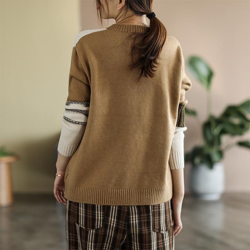 Herbst-winter-retro-farben Passender Lockerer Pullover