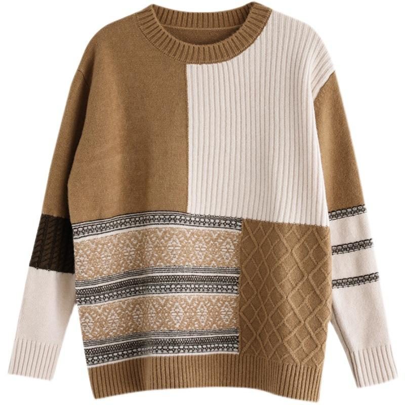 Herbst-winter-retro-farben Passender Lockerer Pullover