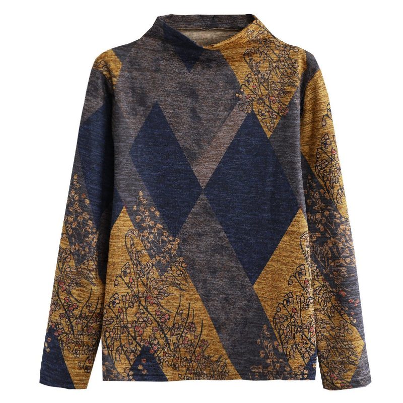 Herbst Winter Retro Patchwork Gebürsteter Pullover