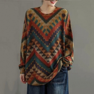 Herbst-winter-retro-streifen-baumwollstrickpullover