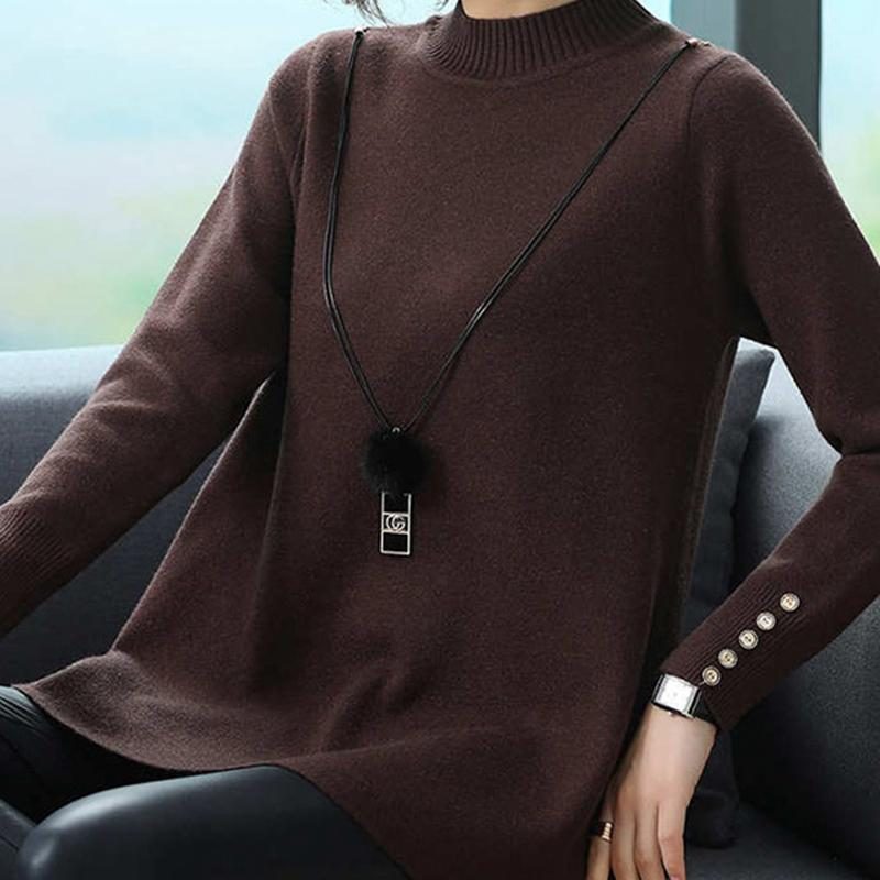 Mittellanger Pullover Mit Strickoberteil Für Damen