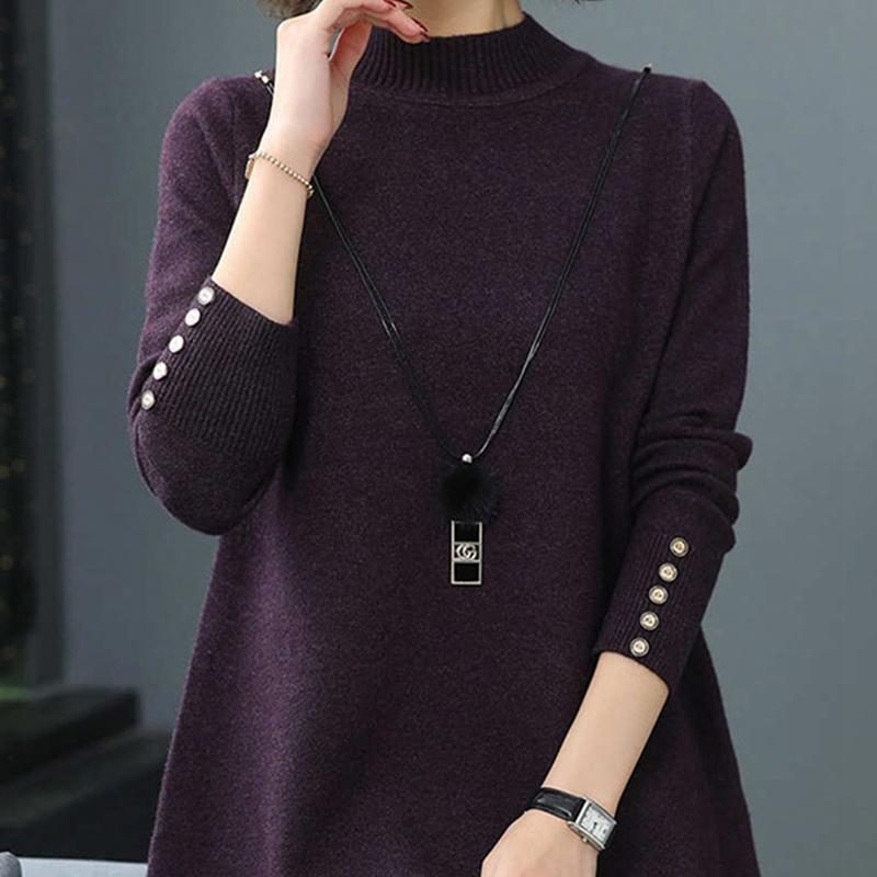 Mittellanger Pullover Mit Strickoberteil Für Damen