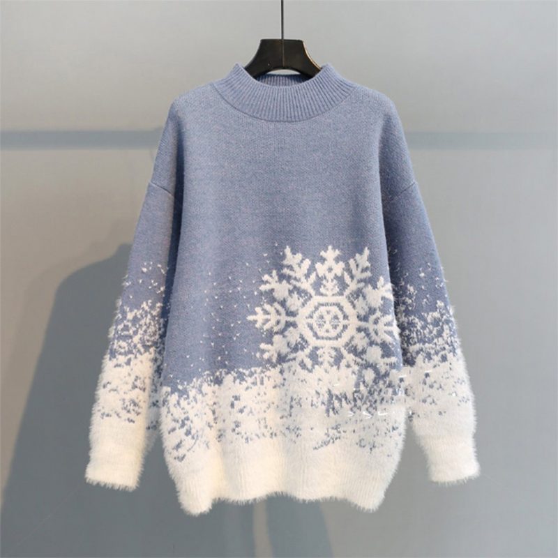 Pullover Schneeflocken-weihnachts-strickpullover