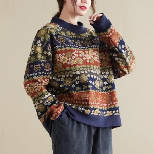 Retro Frühling Herbst Plus Size Baumwoll-leinen-pullover