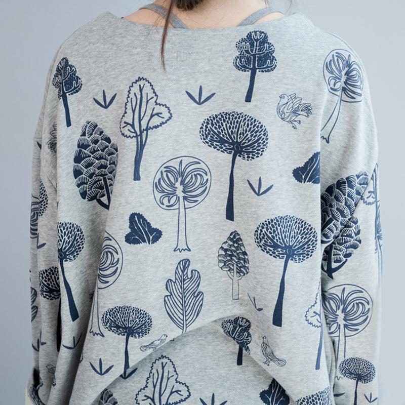 September Bedrucktes Frottee-baumwoll-langarm-sweatshirt