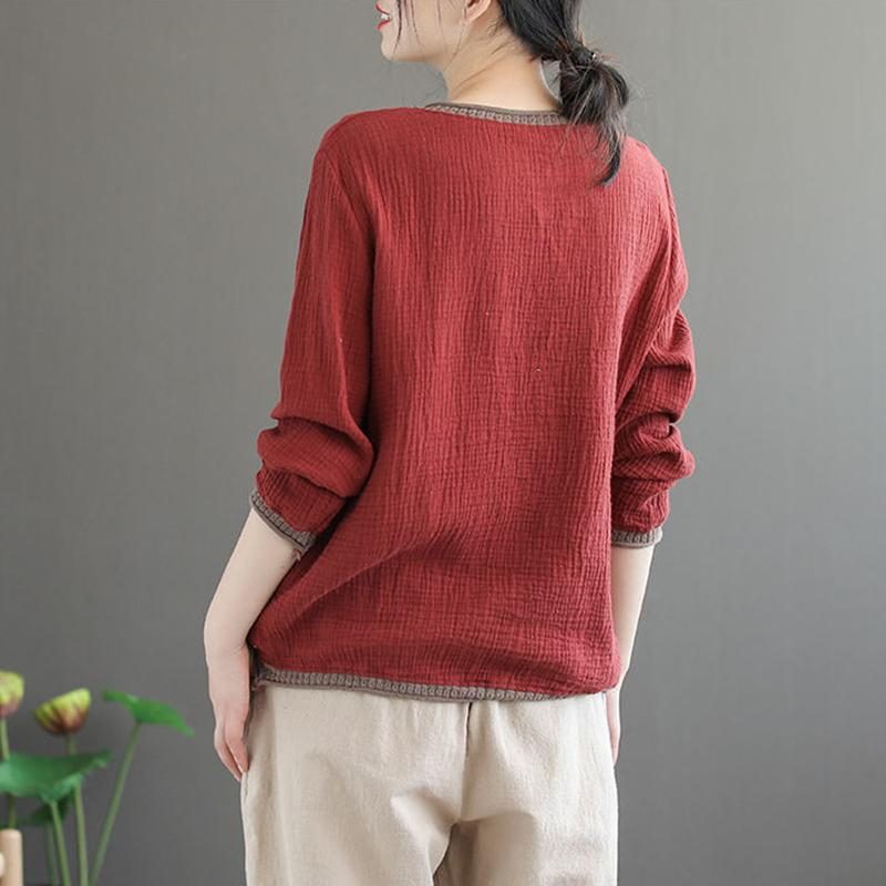 Vintage Plain V-ausschnitt Herbstpullover