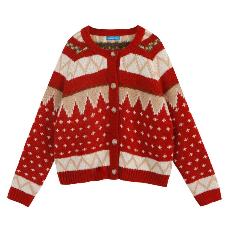 Weihnachts-retro-all-match-dicke Strickjacke