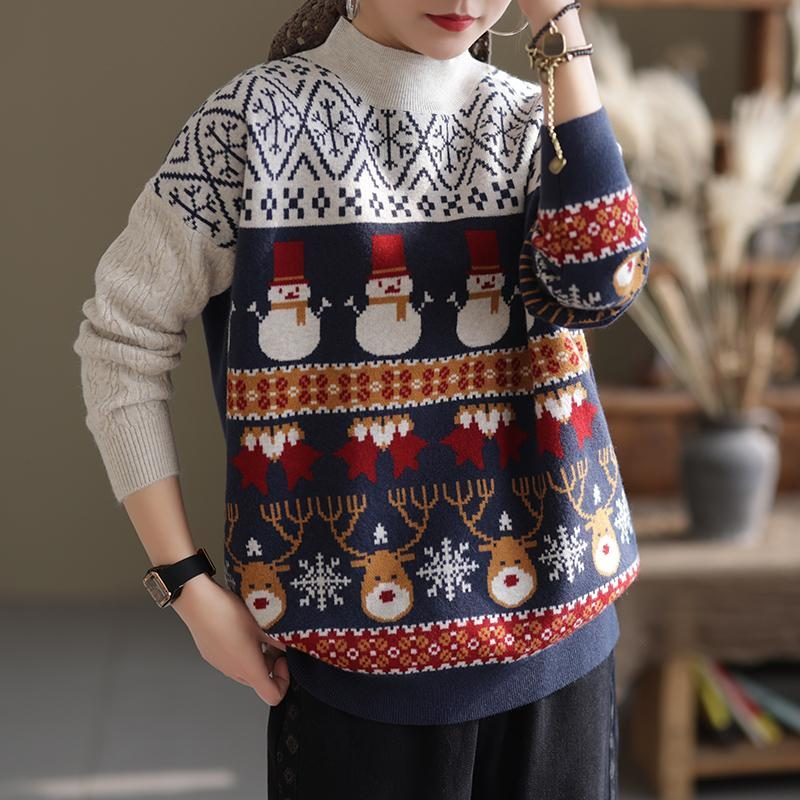 Winter-frauen-weihnachtsstil-wollstrickpullover