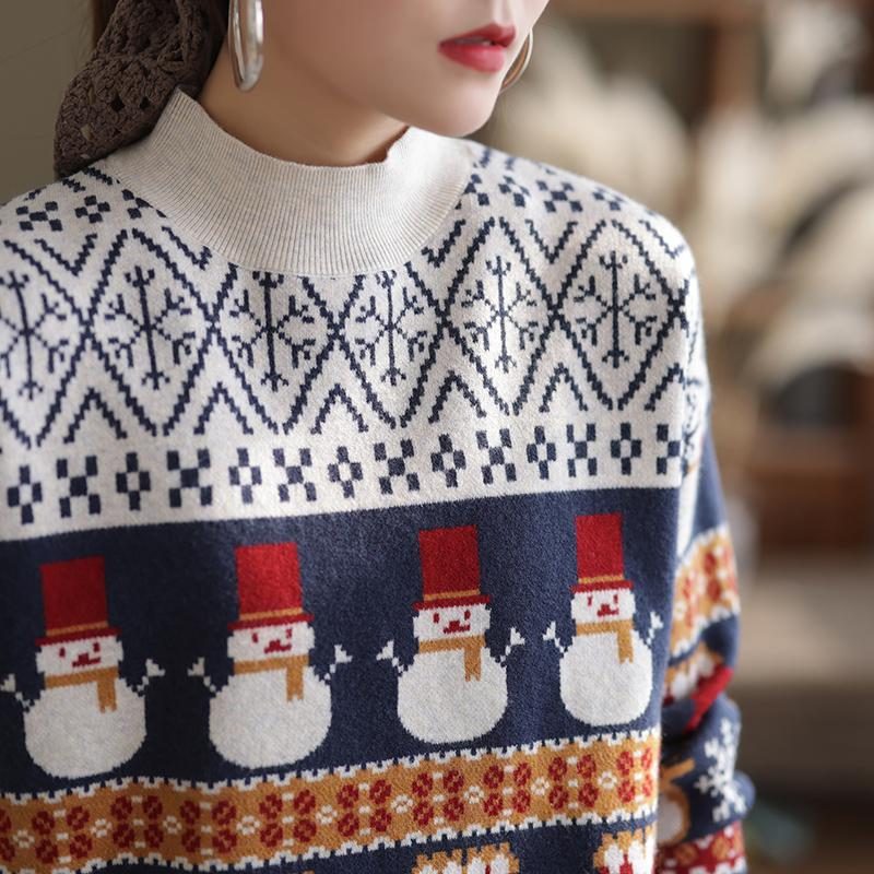 Winter-frauen-weihnachtsstil-wollstrickpullover