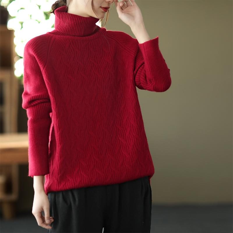 Winter Solid Loose Retro Rollkragen-strickpullover