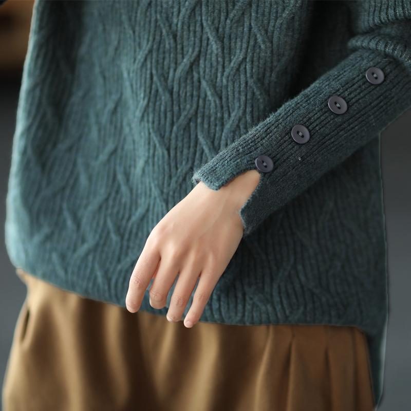 Winter Solid Loose Retro Rollkragen-strickpullover