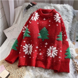 Wintergestrickter Weihnachtspullover Mit Schneeflocken