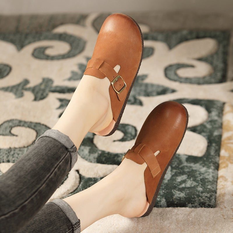 Damen Retro Nubuck Round Toe Slippers