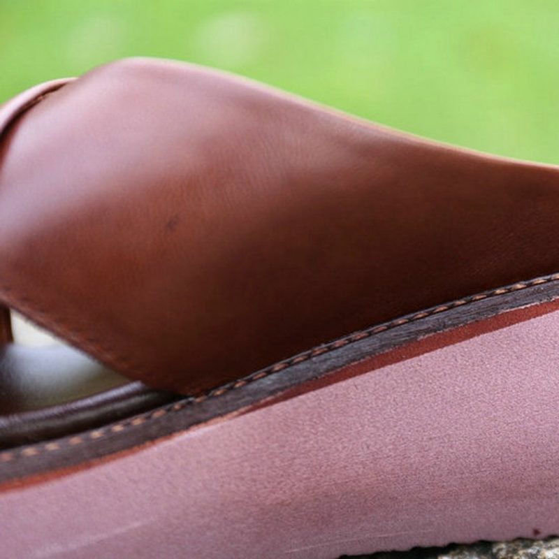 Lässige Plateau-slipper Aus Leder Im Retro-stil