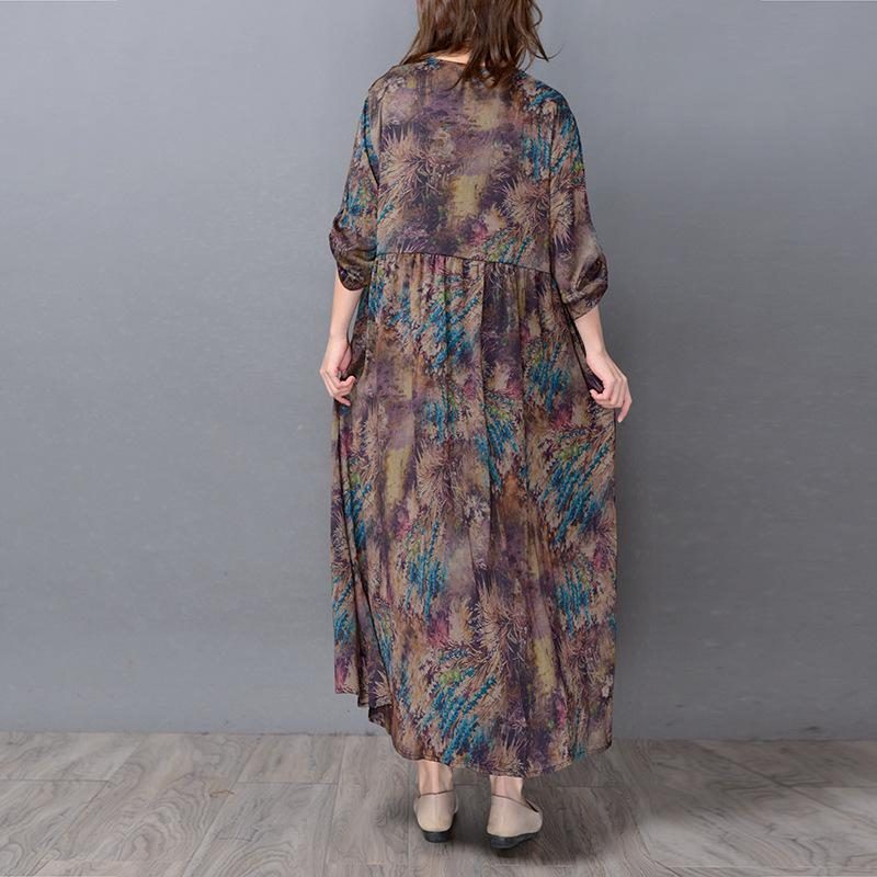 Cardigan Aus 100 % Seide Mit V-ausschnitt Und Vintage-print