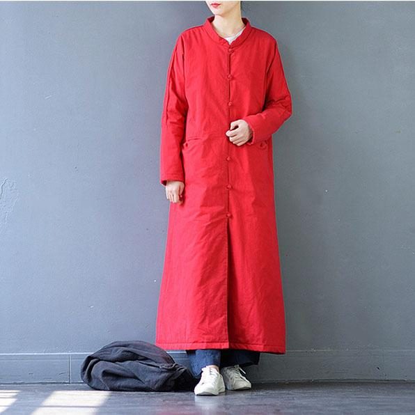 Dicker Trenchcoat Im Chinesischen Retro-stil Mit Stehkragen