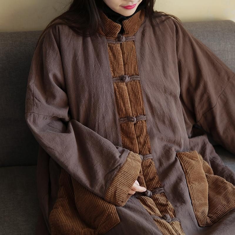 East Style Buckle Cotton Kleidung Cotton Gown National Style Coat