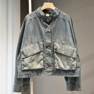 Harajuku-mantel Retro-denim-strickjacke