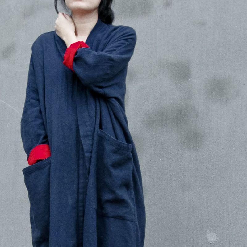 Lockere Strickjacke Aus Baumwolle Und Leinen Für Damen Wilder Langer Mäntel