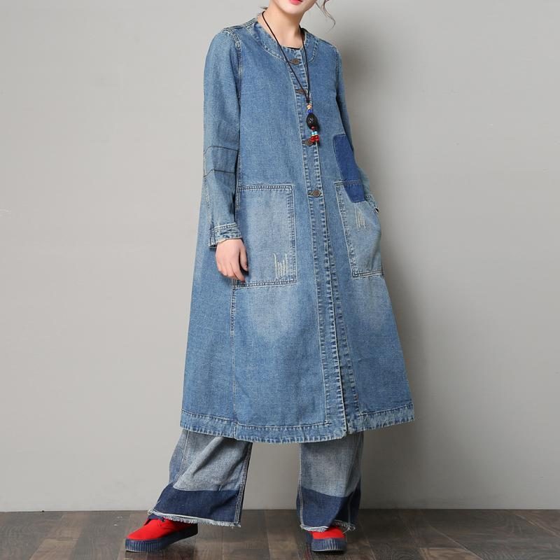 Lockerer Lässiger Denim-mantel Für Damen