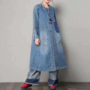 Lockerer Lässiger Denim-mantel Für Damen