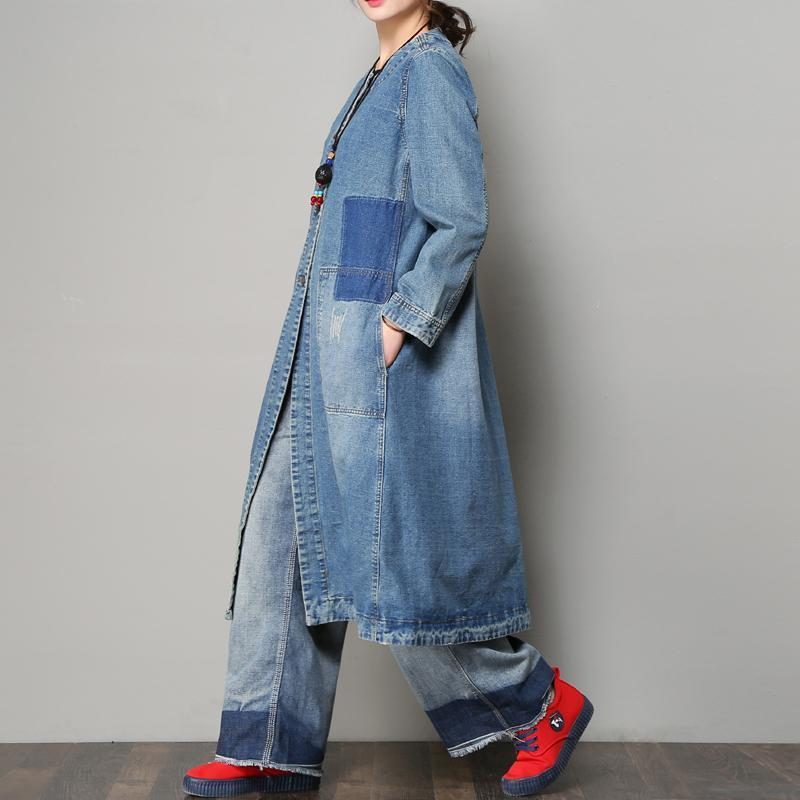 Lockerer Lässiger Denim-mantel Für Damen