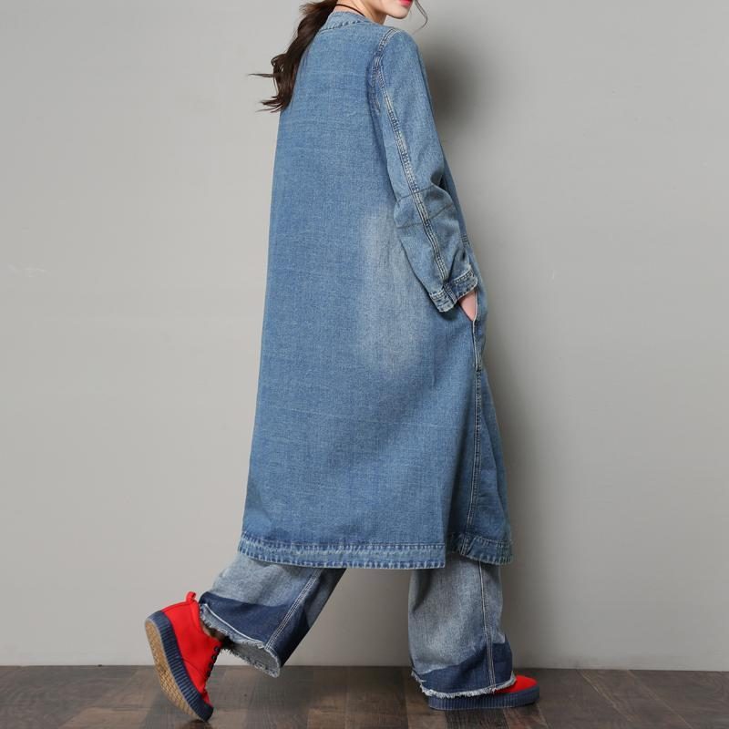 Lockerer Lässiger Denim-mantel Für Damen