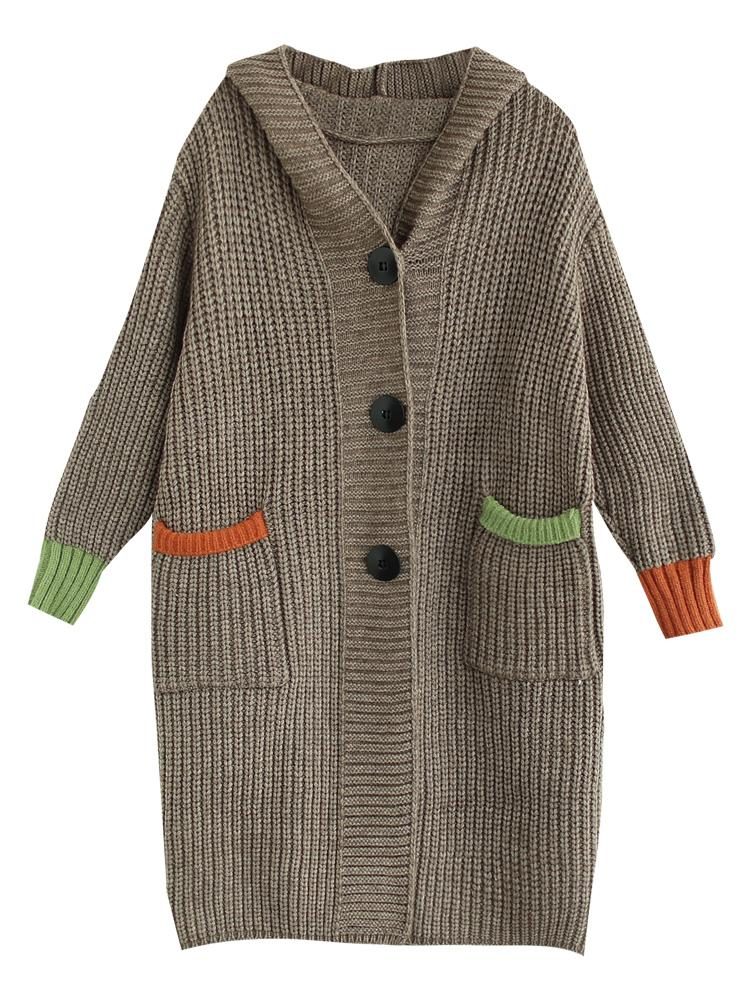 Lose Große Herbst-cardigan-jacke Mit Kapuze