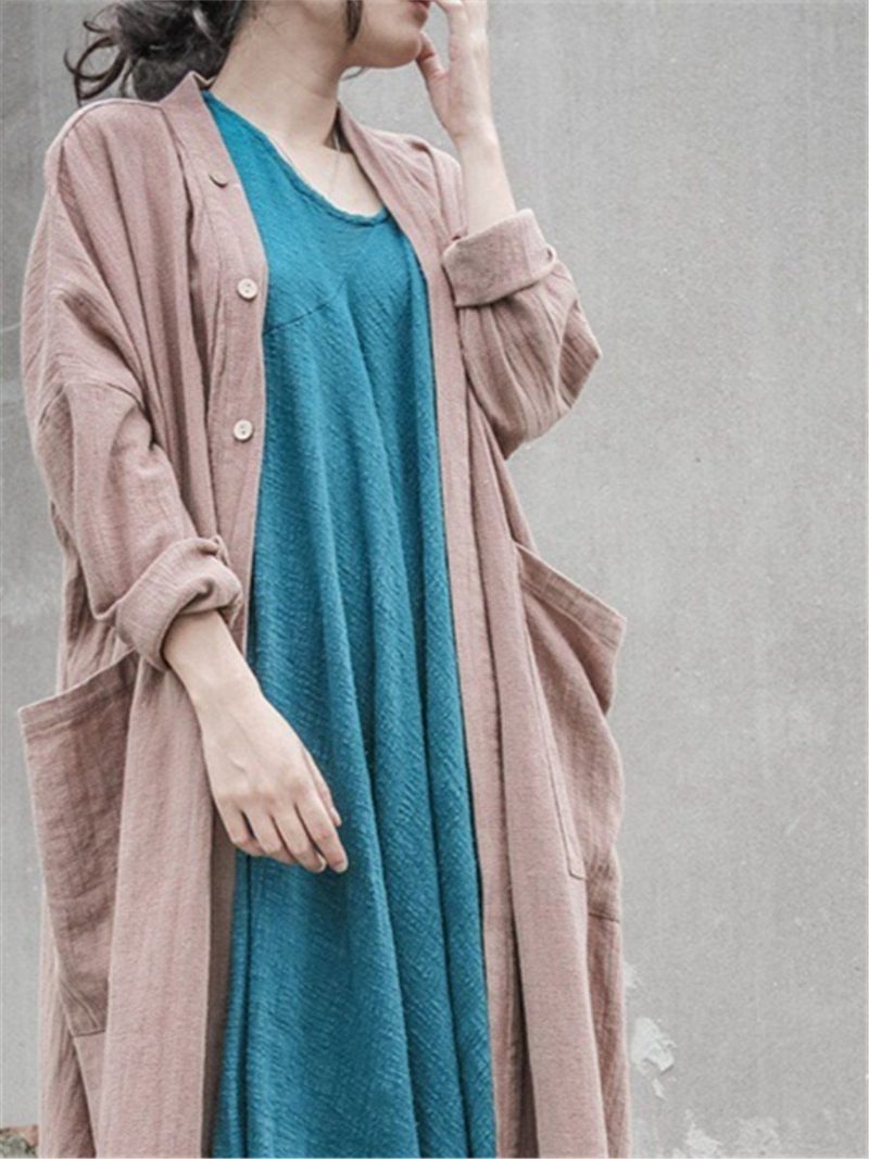 Lose Strickjacke Aus Vintage-baumwollleinen