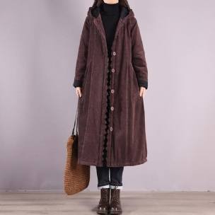 Plus Size Winter-cordsamt-retro-baumwollwattierter Kapuzenmantel