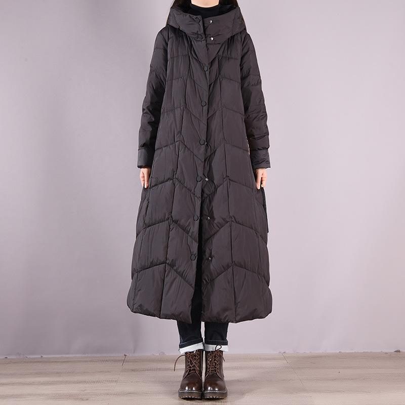 Plus Size Winter Retro Lässiger Daunenmantel Mit Kapuze