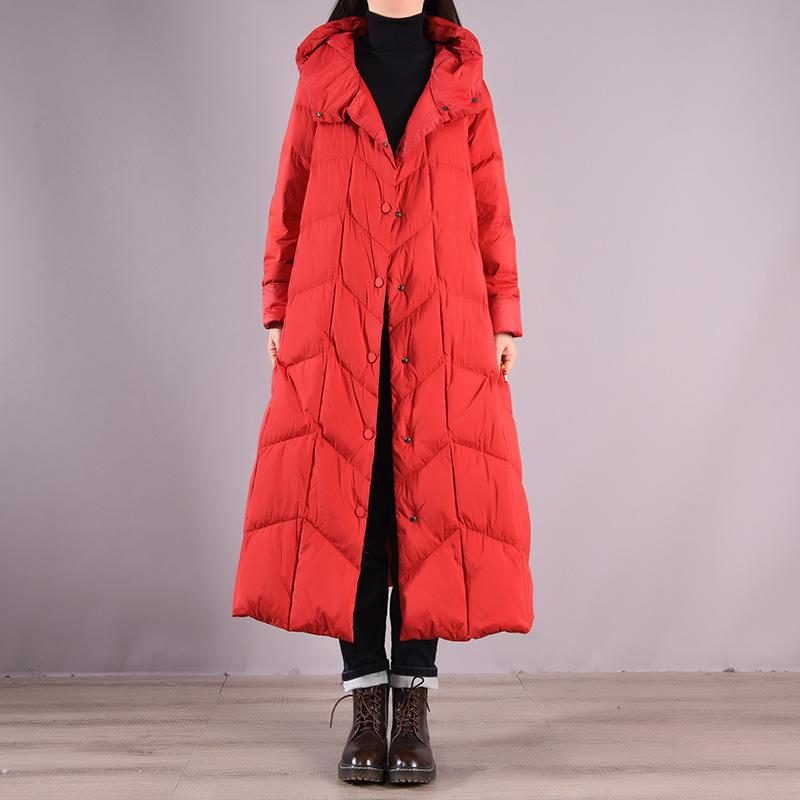 Plus Size Winter Retro Lässiger Daunenmantel Mit Kapuze