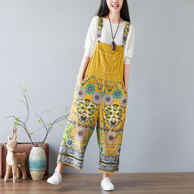 Damen Latzhose Mit Blumenmuster Overalls