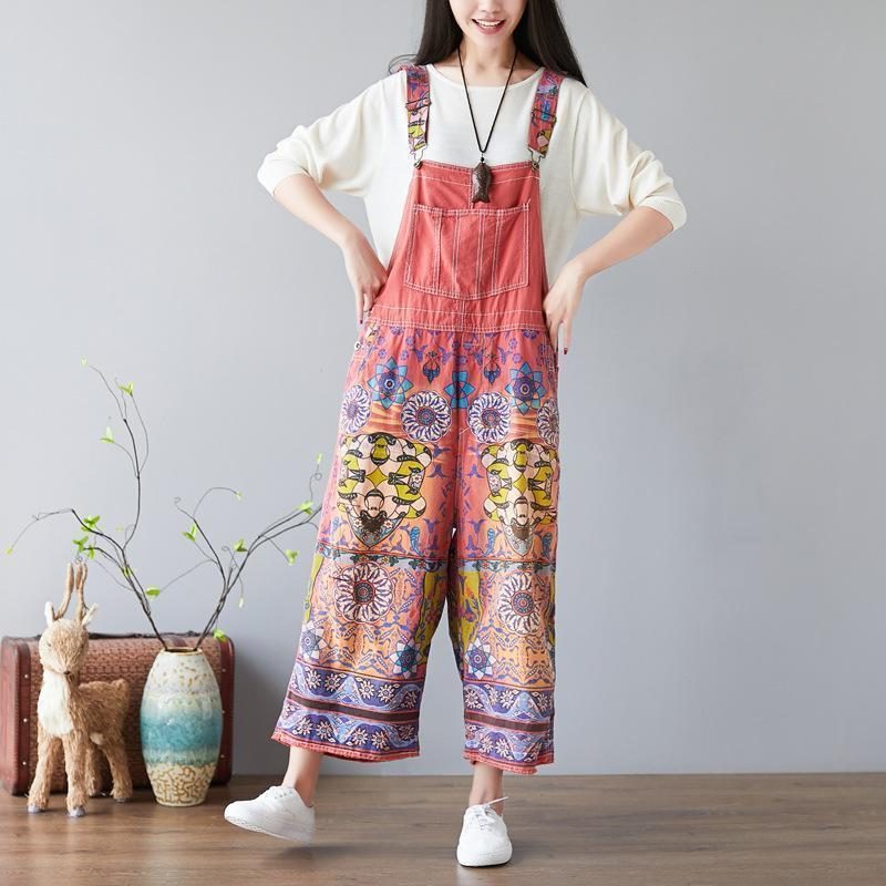 Damen Latzhose Mit Blumenmuster Overalls