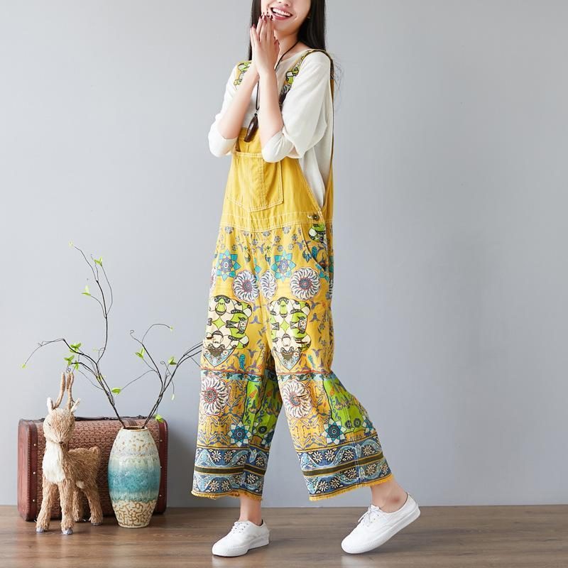 Damen Latzhose Mit Blumenmuster Overalls