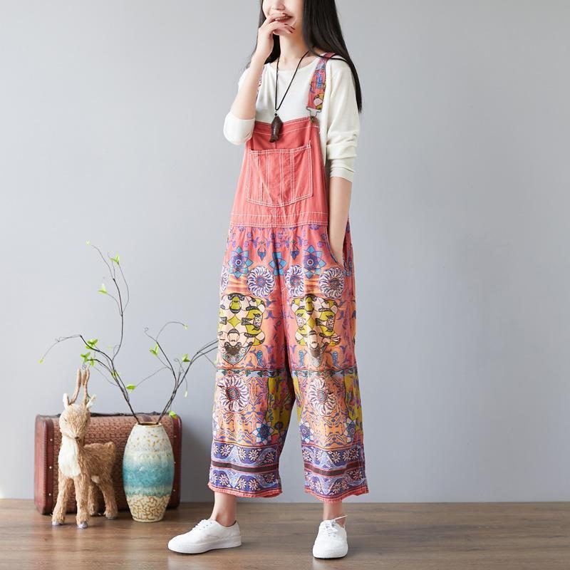 Damen Latzhose Mit Blumenmuster Overalls