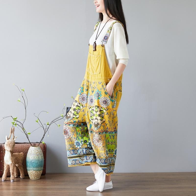 Damen Latzhose Mit Blumenmuster Overalls