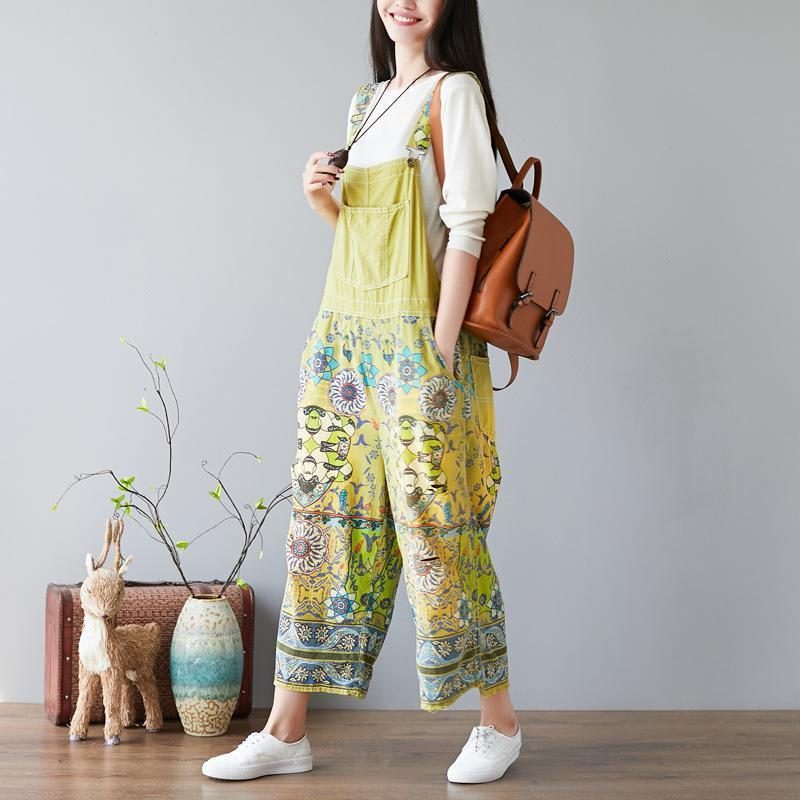 Damen Latzhose Mit Blumenmuster Overalls