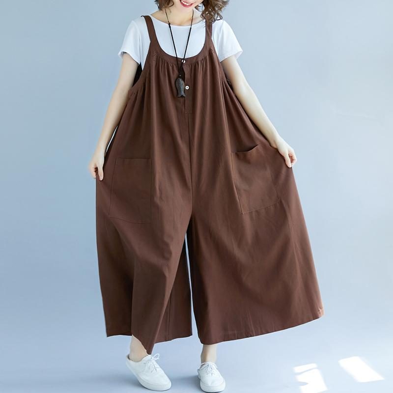 Damen Sommer Solide Geraffte Taschen Beiläufige Lose Overalls